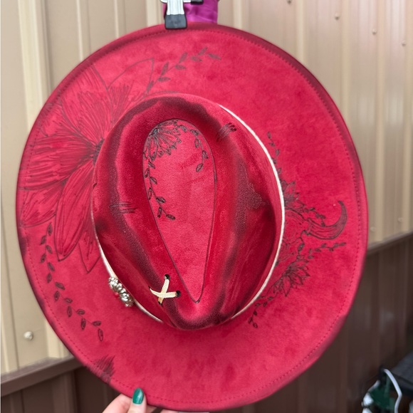 Dark Pink/Red Burned hat